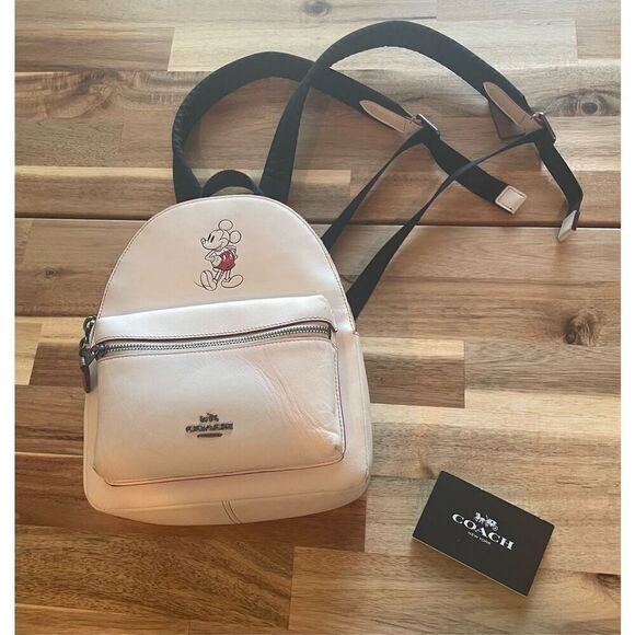 Coach White Backpack with Mickey Mouse Design and Wallet - Picture 3 of 16